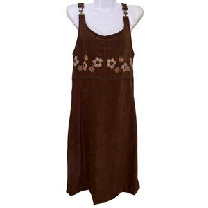 Brown Embroidered Floral Cottagecore Dress M W Amanda Smith Feminine